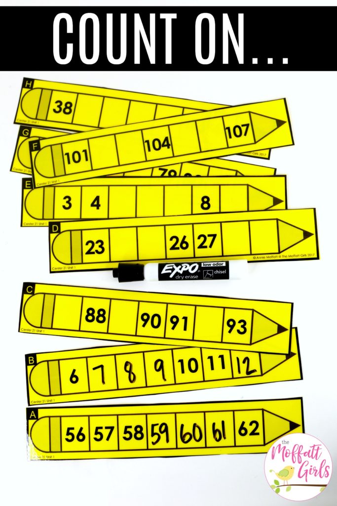 Big Pencil Number Order Set 1: This fun 1st Grade Math activity helps students count numbers up to 120 in a hands-on way!