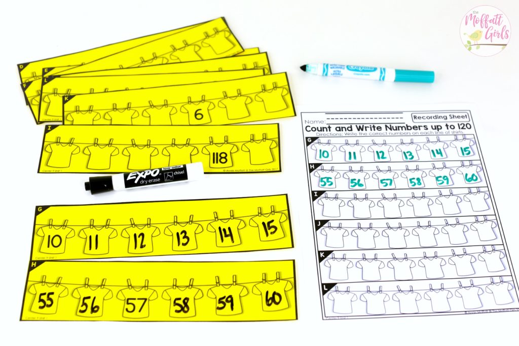 Jersey Line-Up: This fun 1st Grade Math activity helps students count numbers up to 120 in a hands-on way!
