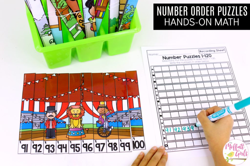 Number Puzzles: This fun 1st Grade Math activity helps students count numbers up to 120 in a hands-on way!