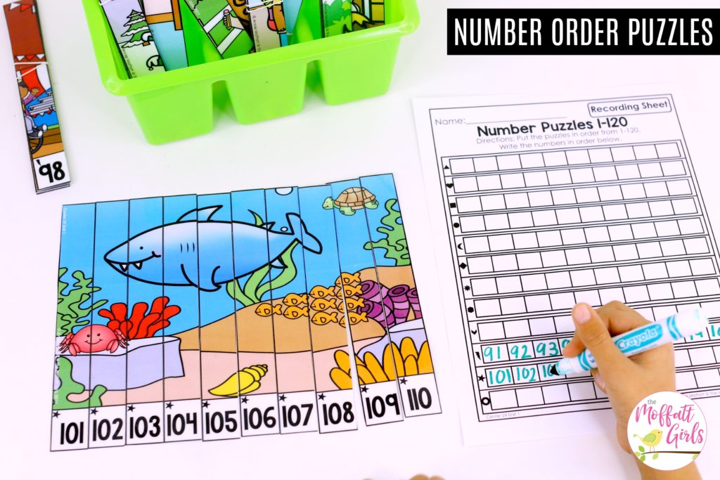 Number Puzzles: This fun 1st Grade Math activity helps students count numbers up to 120 in a hands-on way!