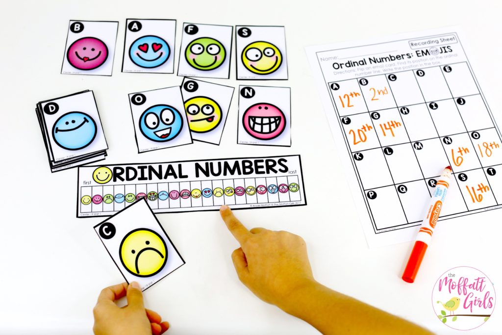 Ordinal Numbers (Emoji's): This fun 1st Grade Math activity helps students count numbers up to 120 in a hands-on way!