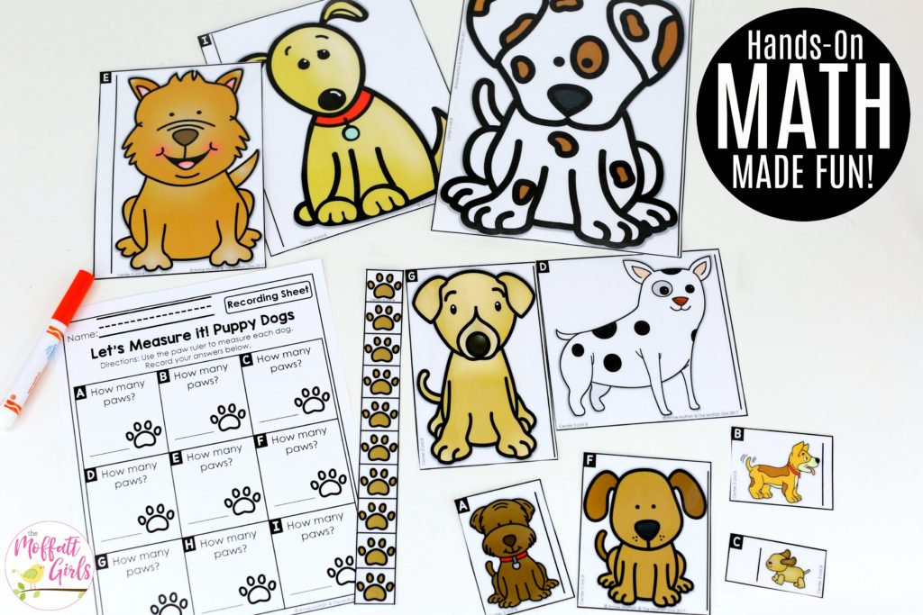 Let's Measure it! Puppy Dogs: This fun Kindergarten Math activity helps students measure items and analyze data in a hands-on way!
