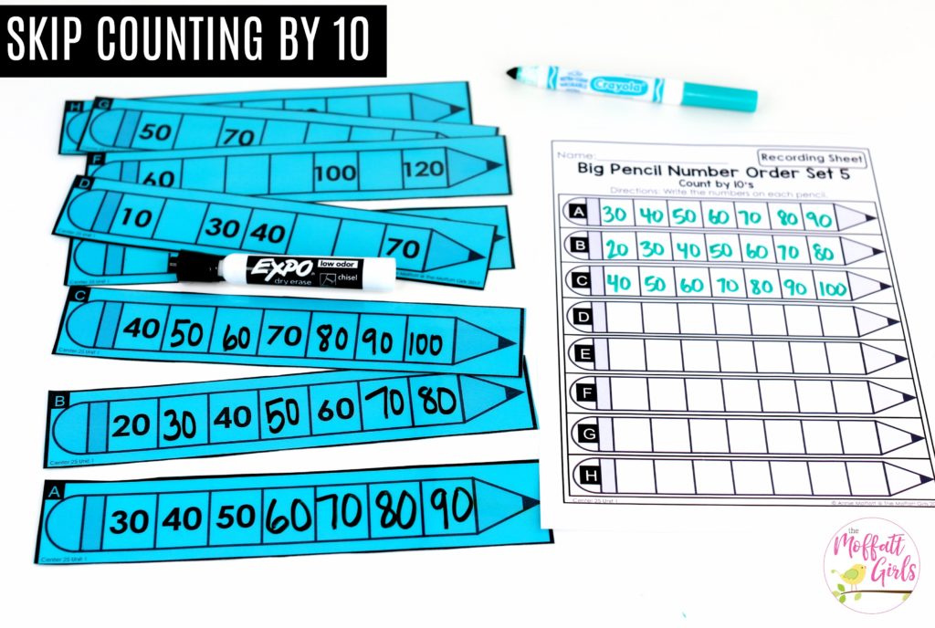 Big Pencil Number Order Set 5: This fun 1st Grade Math activity helps students count numbers up to 120 in a hands-on way! 