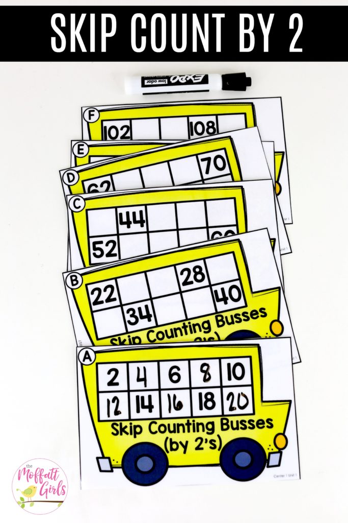 Skip Counting Busses: This fun 1st Grade Math activity helps students count numbers up to 120 in a hands-on way!