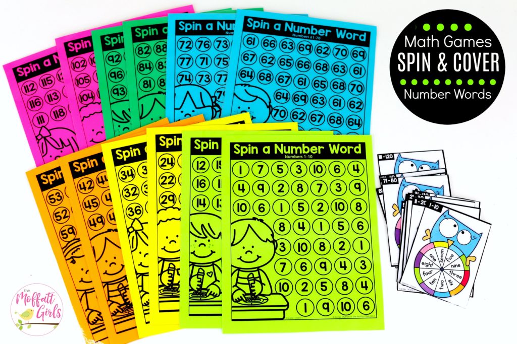 Spin and Cover: This fun 1st Grade Math activity helps students count numbers up to 120 in a hands-on way!