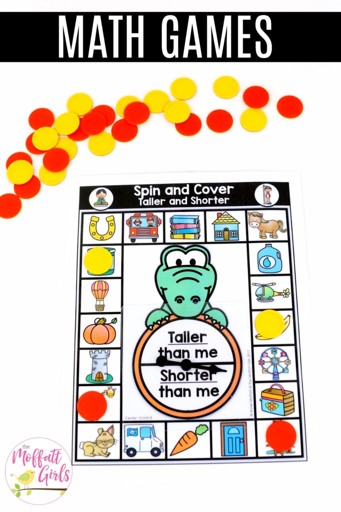 Spin and Cover Height: This fun Kindergarten Math activity helps students measure items and analyze data in a hands-on way!