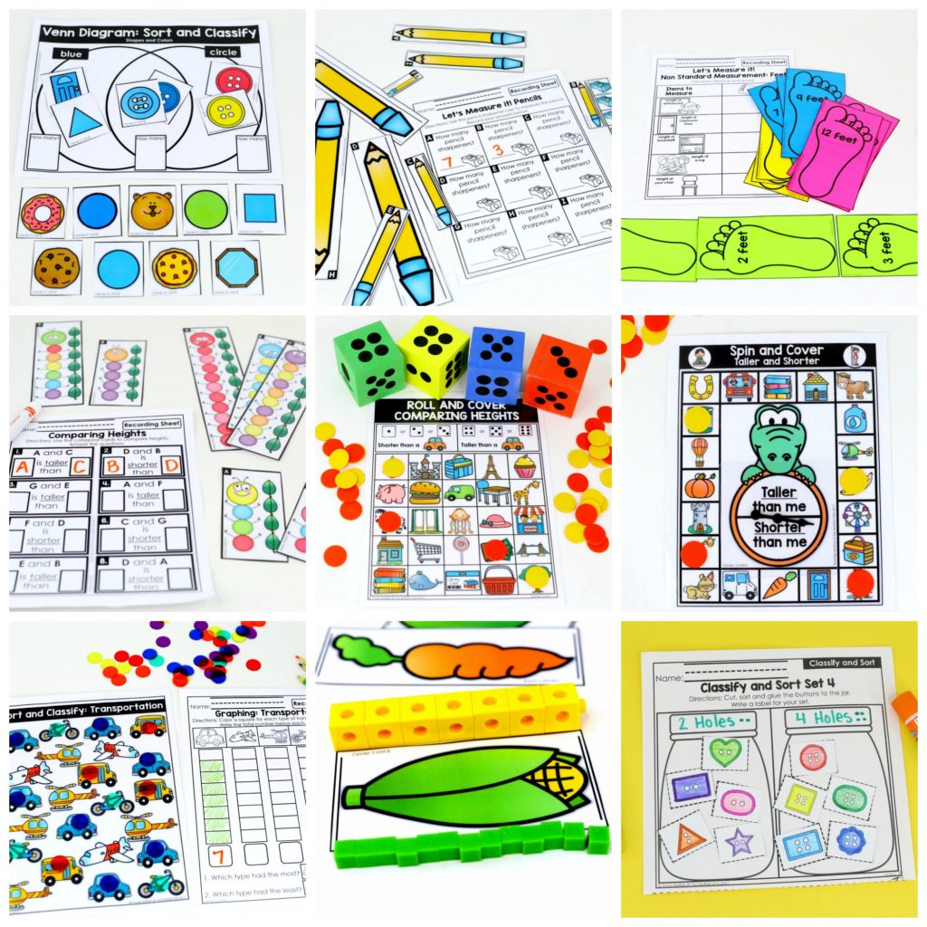 These fun Kindergarten Math activities help students measure items and analyze data in a hands-on way!