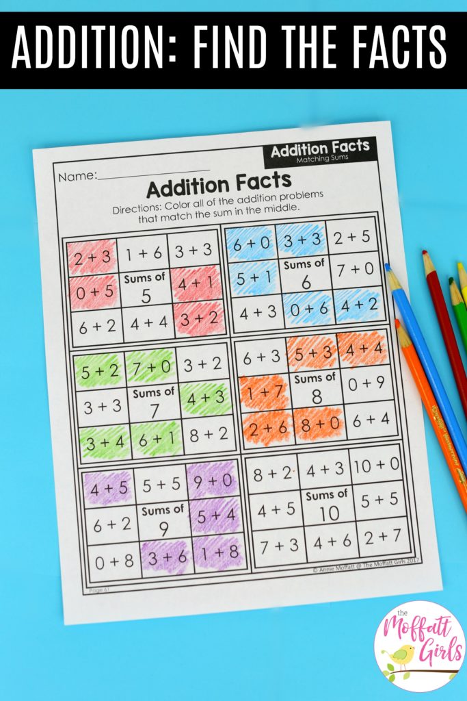Math Made Fun for 1st Grade! Teach addition up to 20 in 1st Grade fun, hands-on ways! Fun math centers and printable games included!