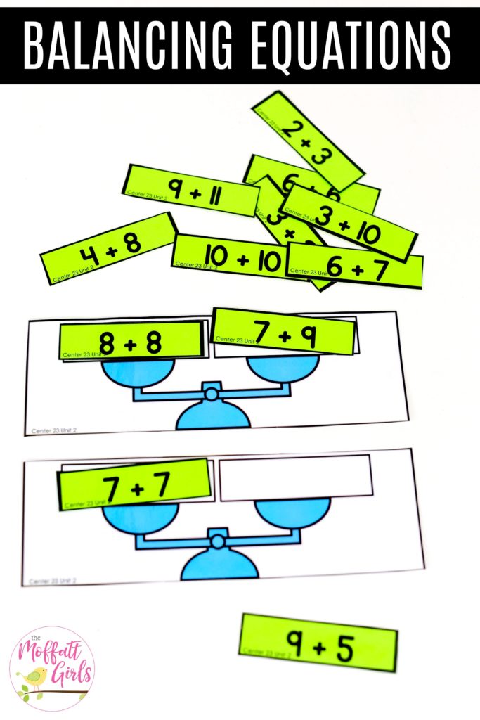 Balancing Equations: This fun 1st Grade Math activity helps students practice addition in a hands-on way!