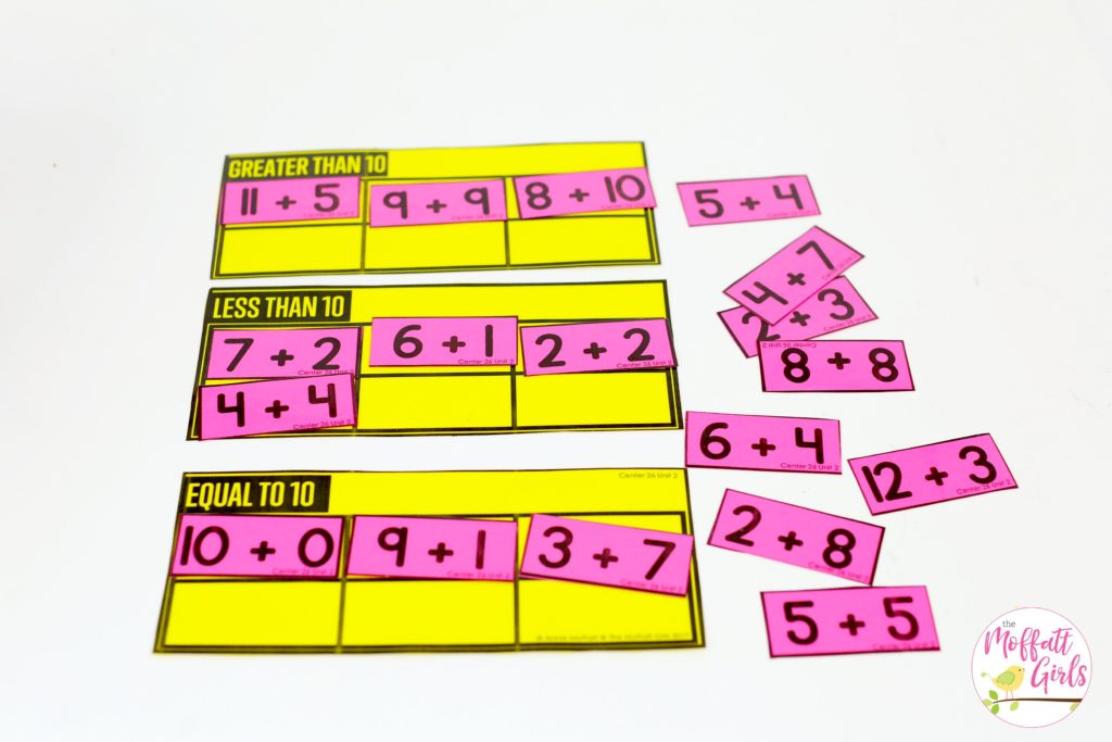 Compare Sums to 10: This fun 1st Grade Math activity helps students practice addition in a hands-on way!