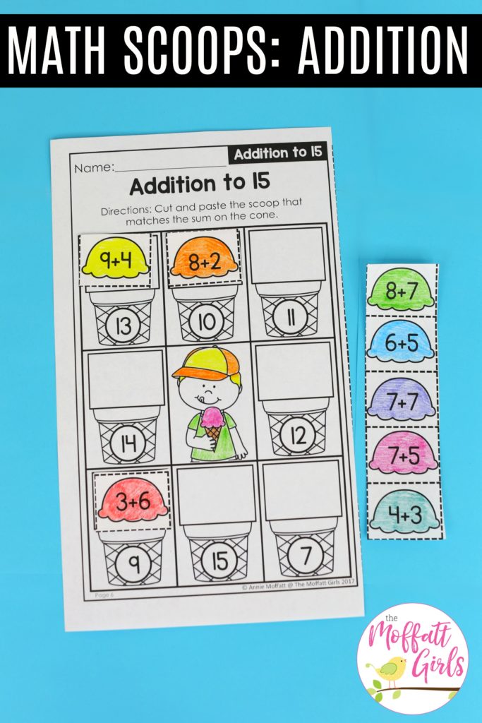 Math Made Fun for 1st Grade! Teach addition up to 20 in 1st Grade fun, hands-on ways! Fun math centers and printable games included!