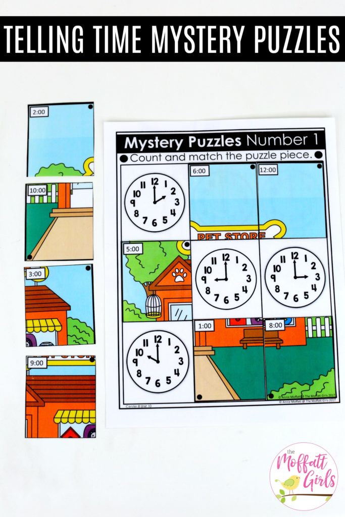 Mystery Puzzles: This fun Kindergarten Math activity helps students tell time in a hands-on way!