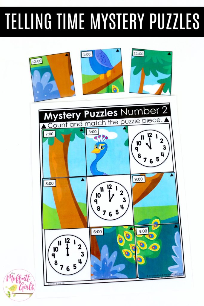 Mystery Puzzles: This fun Kindergarten Math activity helps students tell time in a hands-on way!