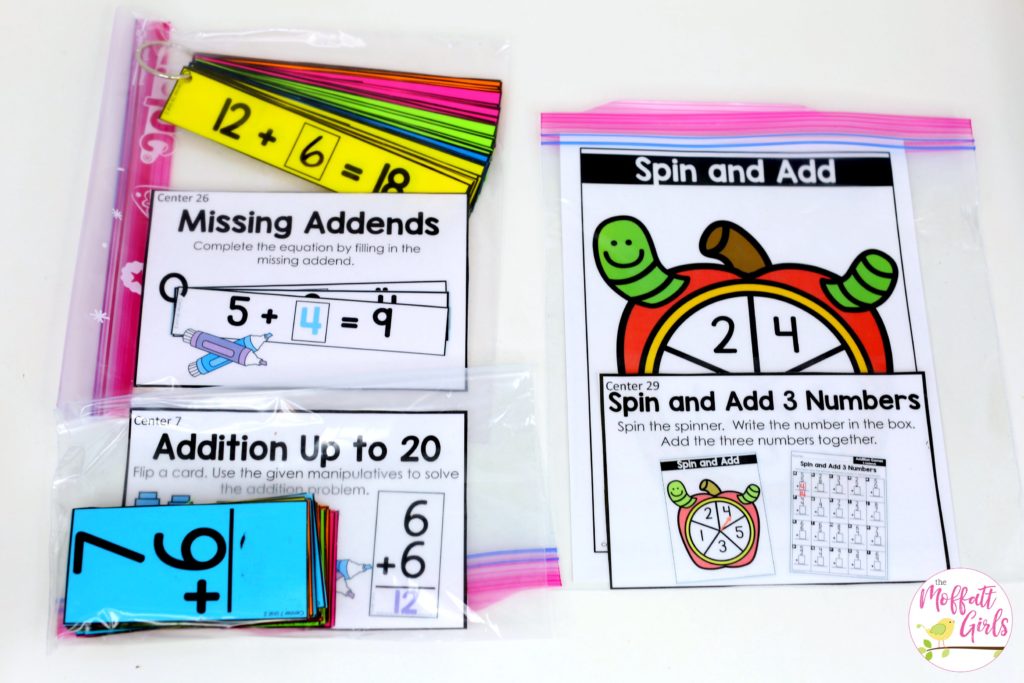 Math Made Fun for 1st Grade! Teach addition up to 20 in 1st Grade fun, hands-on ways! Fun math centers and printable games included!