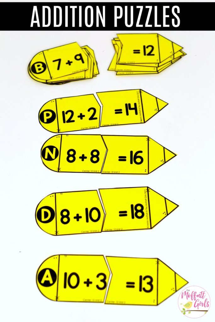 Pencil Puzzles: This fun 1st Grade Math activity helps students practice addition in a hands-on way!
