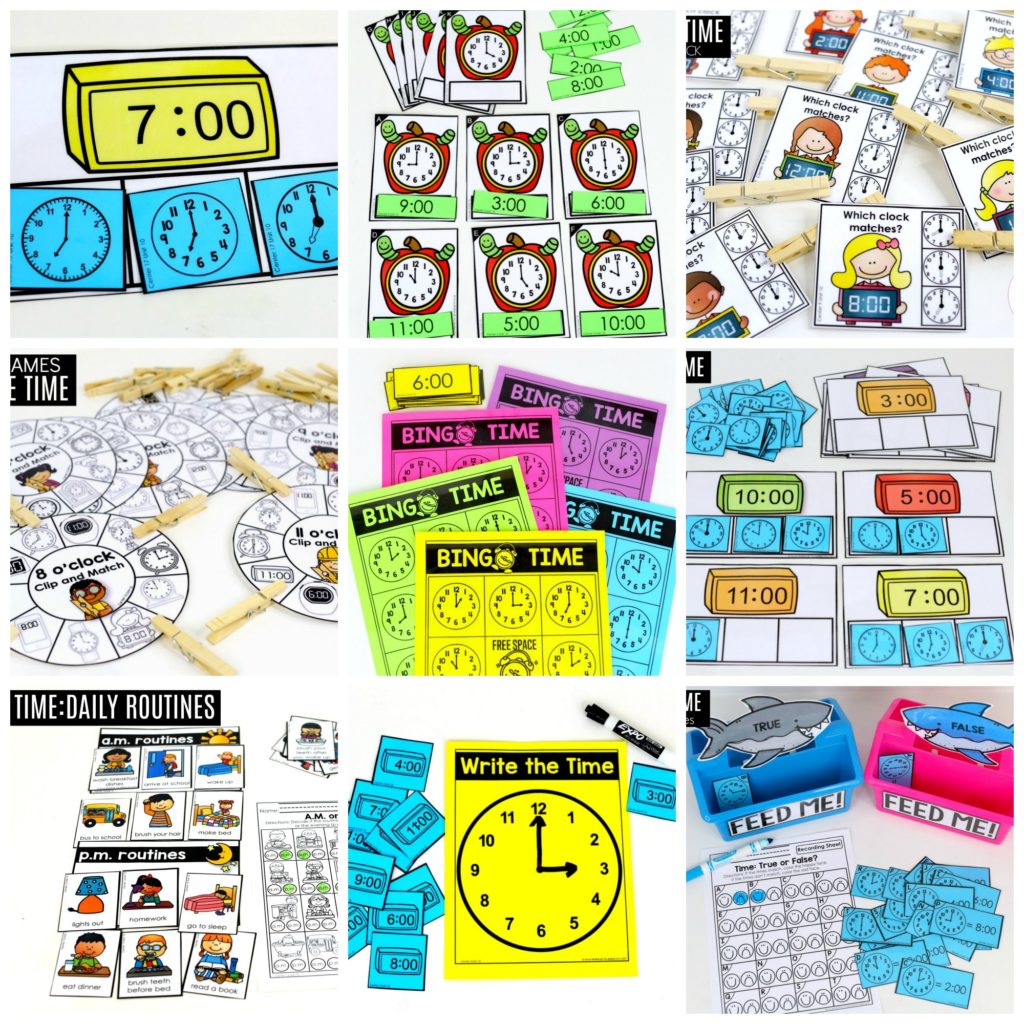These fun Kindergarten Math activities help students tell time in a hands-on way!