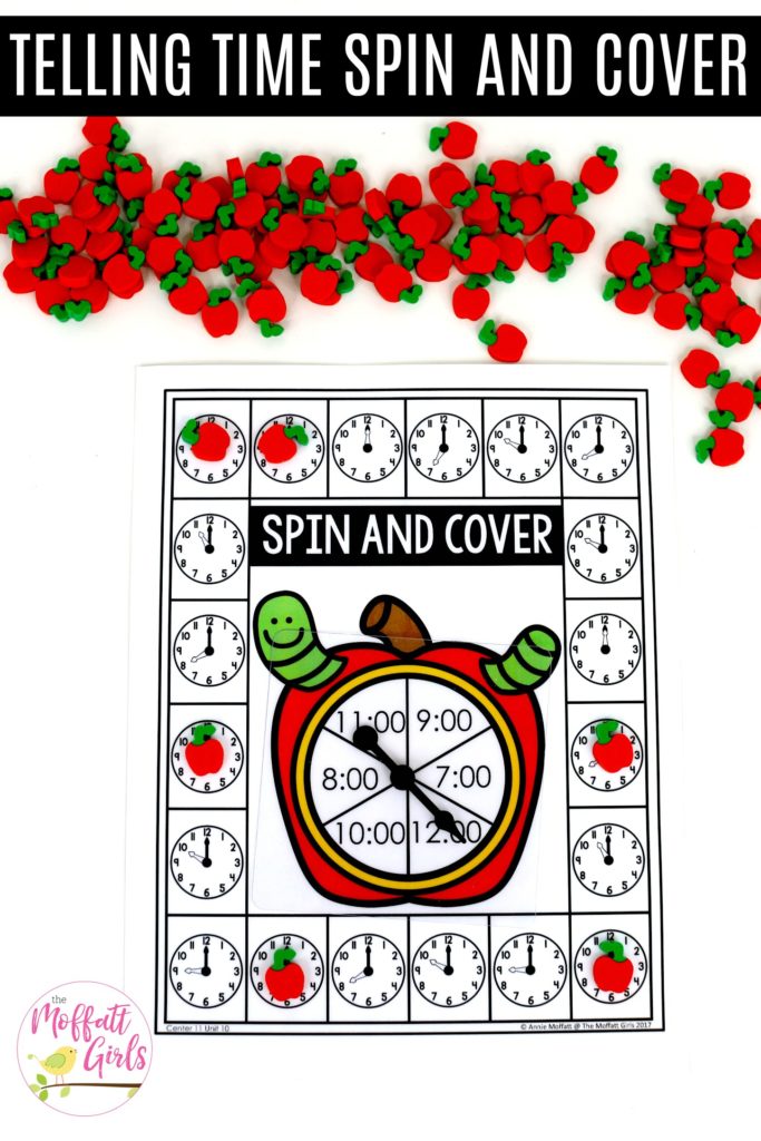 Spin and Cover: This fun Kindergarten Math activity helps students tell time in a hands-on way!