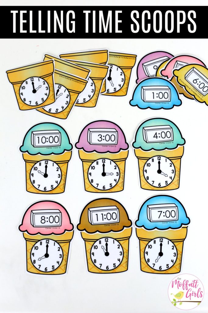 Ice Cream Make a Match: This fun Kindergarten Math activity helps students tell time in a hands-on way!