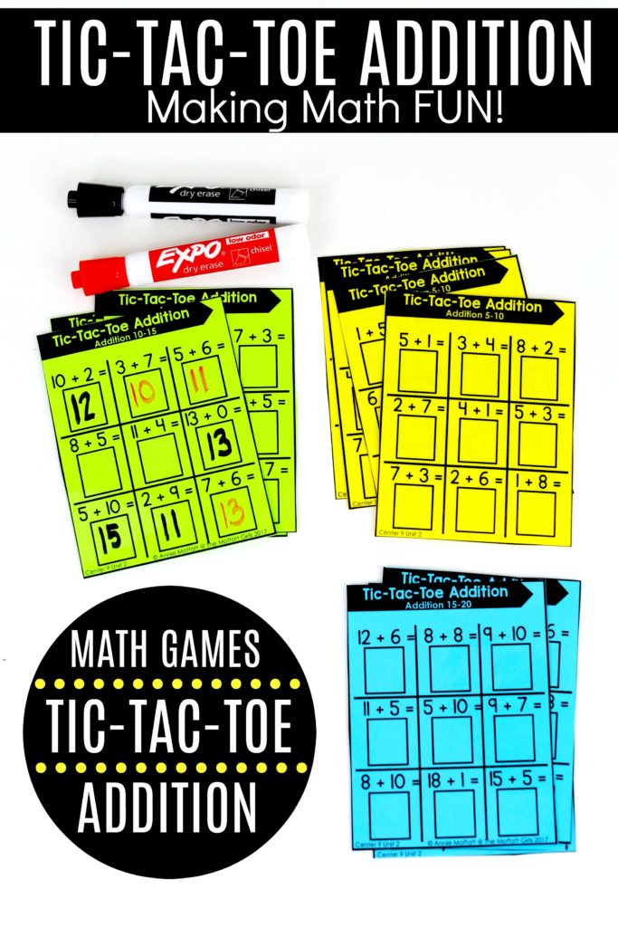 Tic-Tac-Toe Addition: This fun 1st Grade Math activity helps students practice addition in a hands-on way!