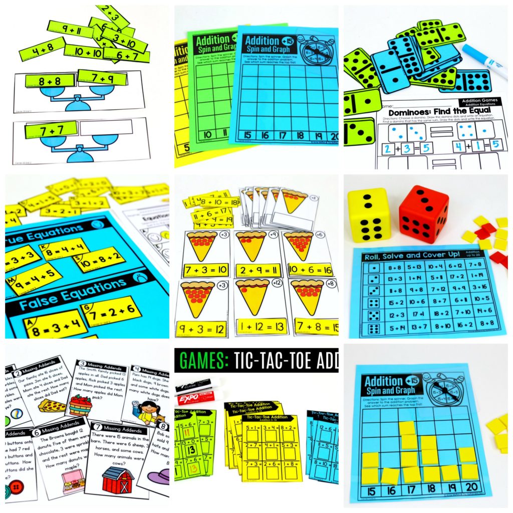 These fun 1st Grade Math activities help students practice addition in a hands-on way!