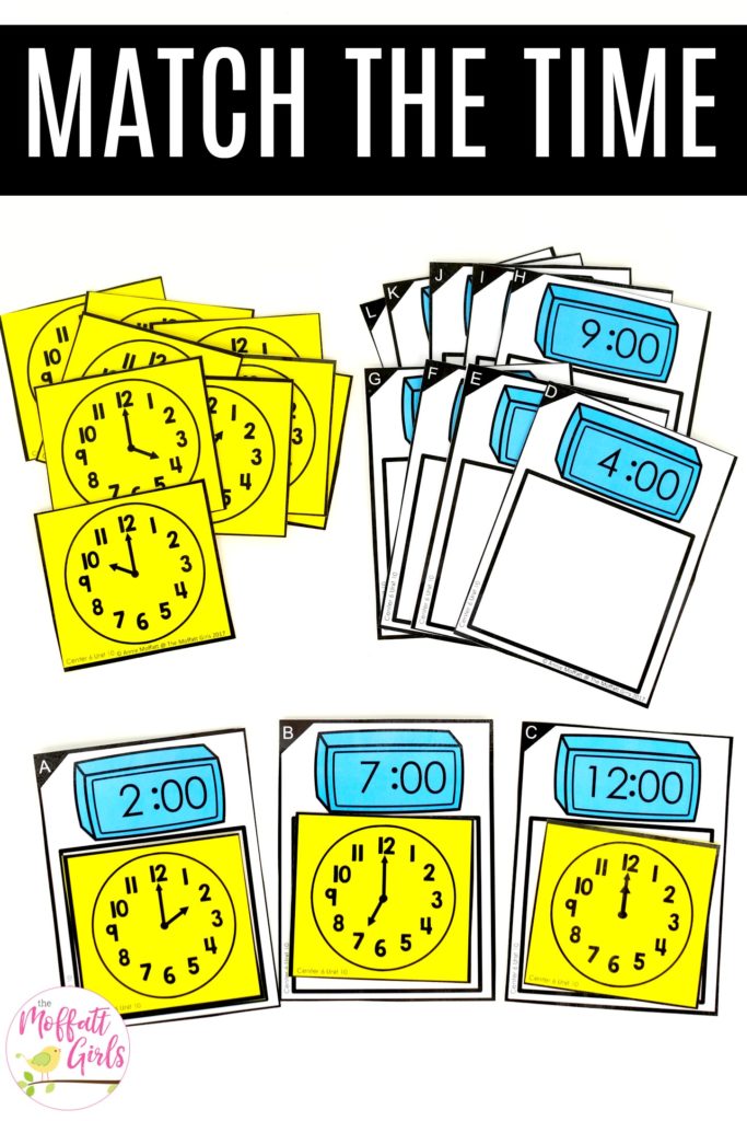 Clocks- Make a Match: This fun Kindergarten Math activity helps students tell time in a hands-on way!