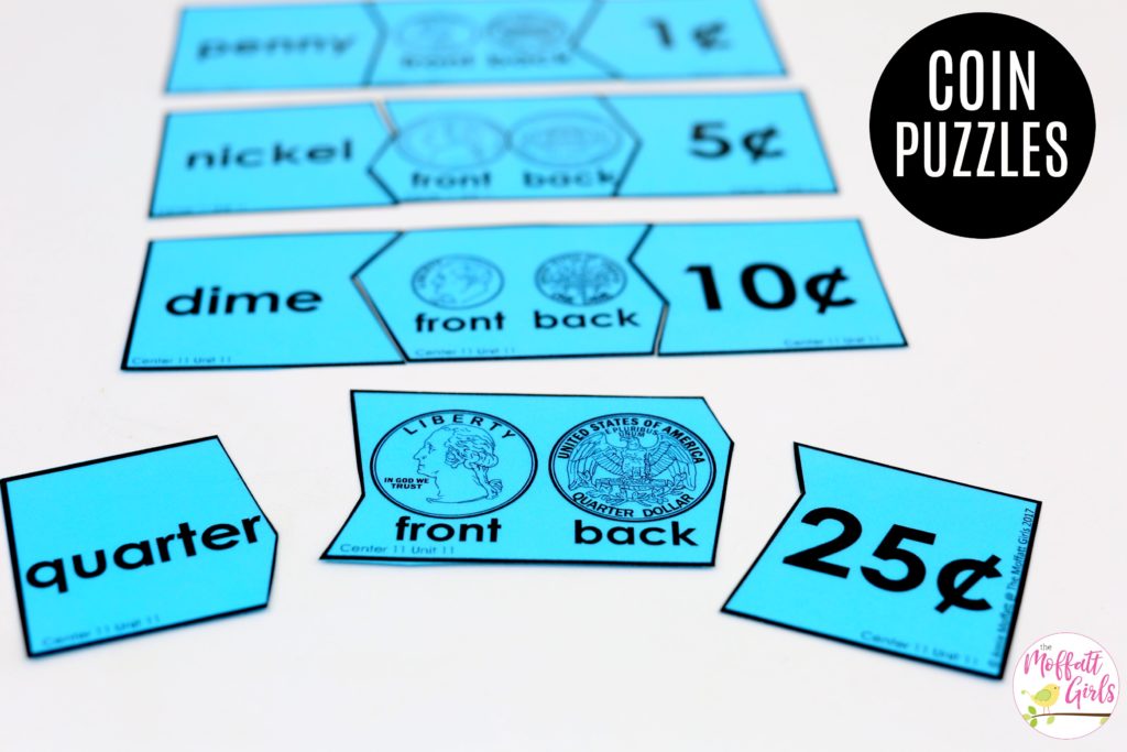 Coin Puzzles 1: This fun Kindergarten Math activity helps students identify and count money in a hands-on way!