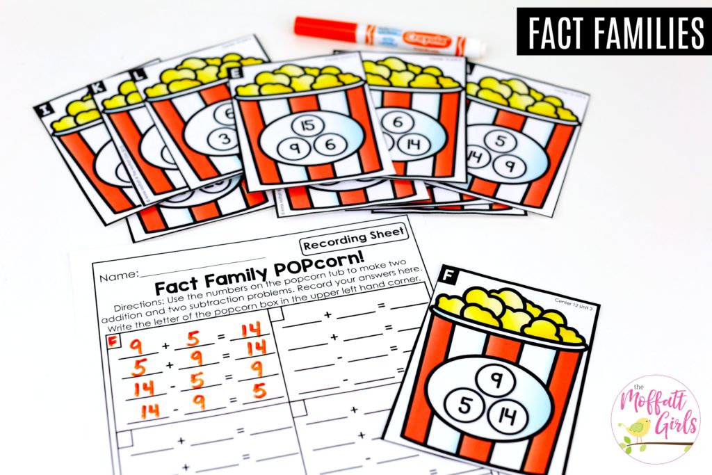 Fact Family POPcorn: This fun 1st Grade Math activity helps students practice subtraction in a hands-on way!