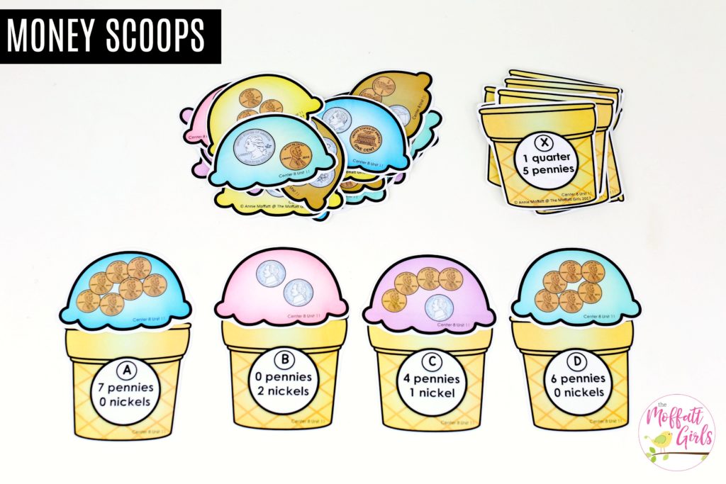 Ice Cream Make a Match: This fun Kindergarten Math activity helps students identify and count money in a hands-on way!