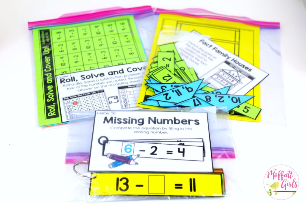 Math Made Fun for 1st Grade! Teach subtraction up to 20 in 1st Grade fun, hands-on ways! Fun math centers and printable games included!