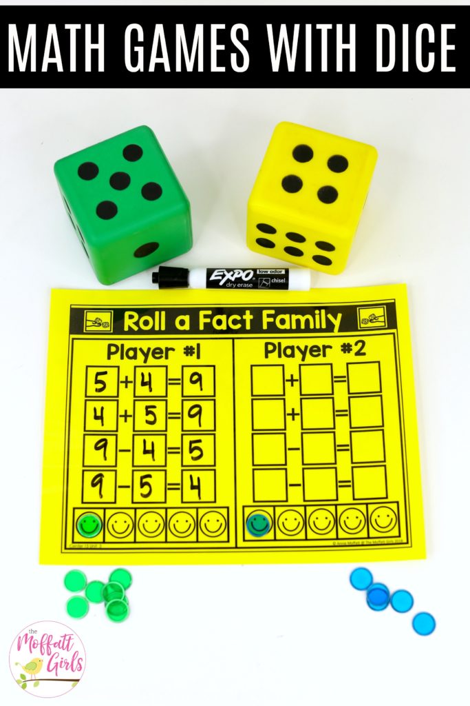 Roll a Fact Family: This fun 1st Grade Math activity helps students practice subtraction in a hands-on way!