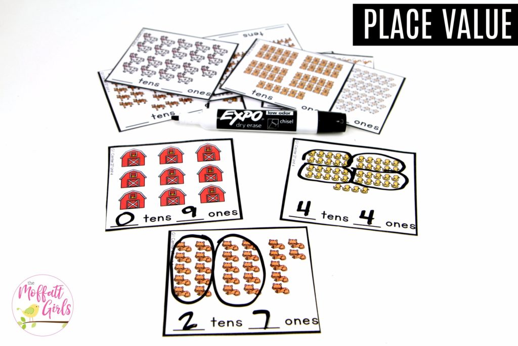 Finding Sets of Ten- Place Value Math Center Finding Sets of 10: This fun 1st Grade Math activity helps students understand place values and the meaning of a number in a hands-on way!