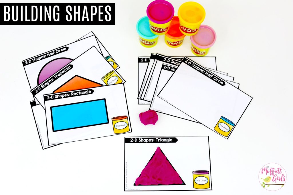 Building Geometric Shapes with play dough Building 2D Shapes: These fun 1st Grade Math activities help students understand basic geometry with the use of shapes and fractions in a hands-on way!