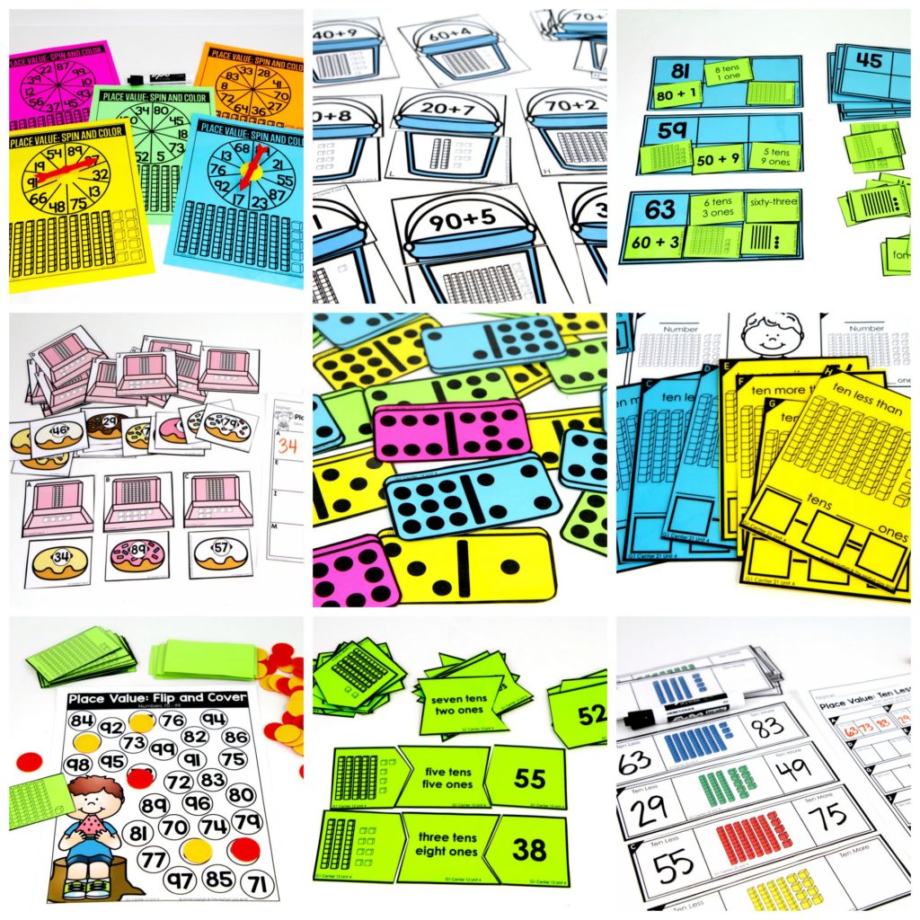 Place Value Math Centers These fun 1st Grade Math activities help students understand place values and the meaning of a number in a hands-on way!