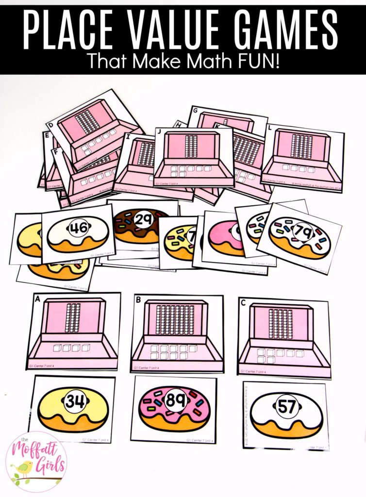 Place Value Donut Shop matching card game Place Value Donuts: This fun 1st Grade Math activity helps students understand place values and the meaning of a number in a hands-on way!
