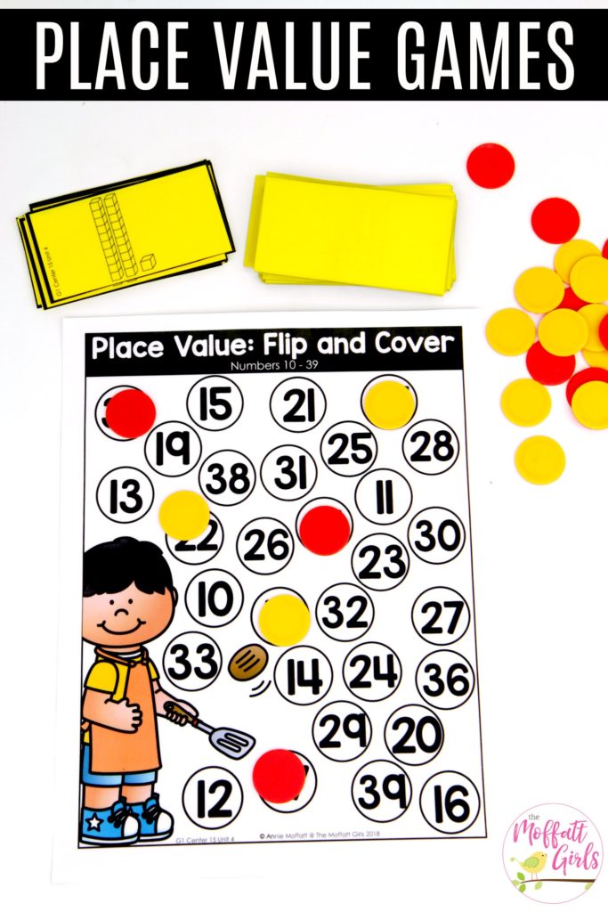 Place Value: Flip and Cover the Number- math center Flip and Cover: This fun 1st Grade Math activity helps students understand place values and the meaning of a number in a hands-on way!