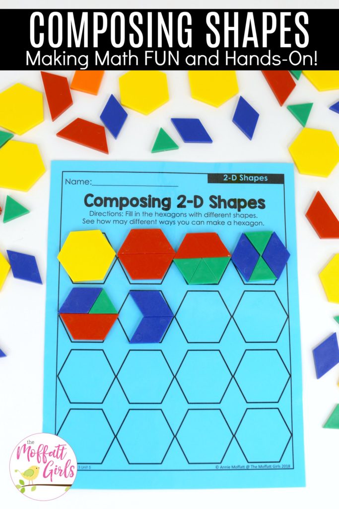 Composing hexagons with pattern blocks Composing Hexagons: These fun 1st Grade Math activities help students understand basic geometry with the use of shapes and fractions in a hands-on way!