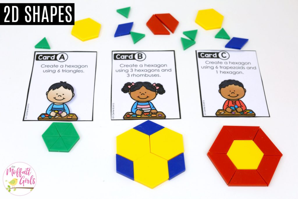 Composing shapes with pattern blocks math center Composing Shapes: These fun 1st Grade Math activities help students understand basic geometry with the use of shapes and fractions in a hands-on way!