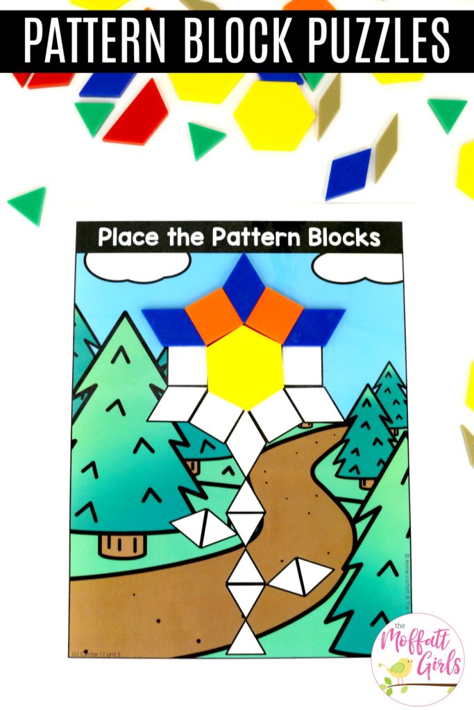 Pattern Block Puzzles- fill the picture Place the Pattern Blocks with Lines: These fun 1st Grade Math activities help students understand basic geometry with the use of shapes and fractions in a hands-on way!
