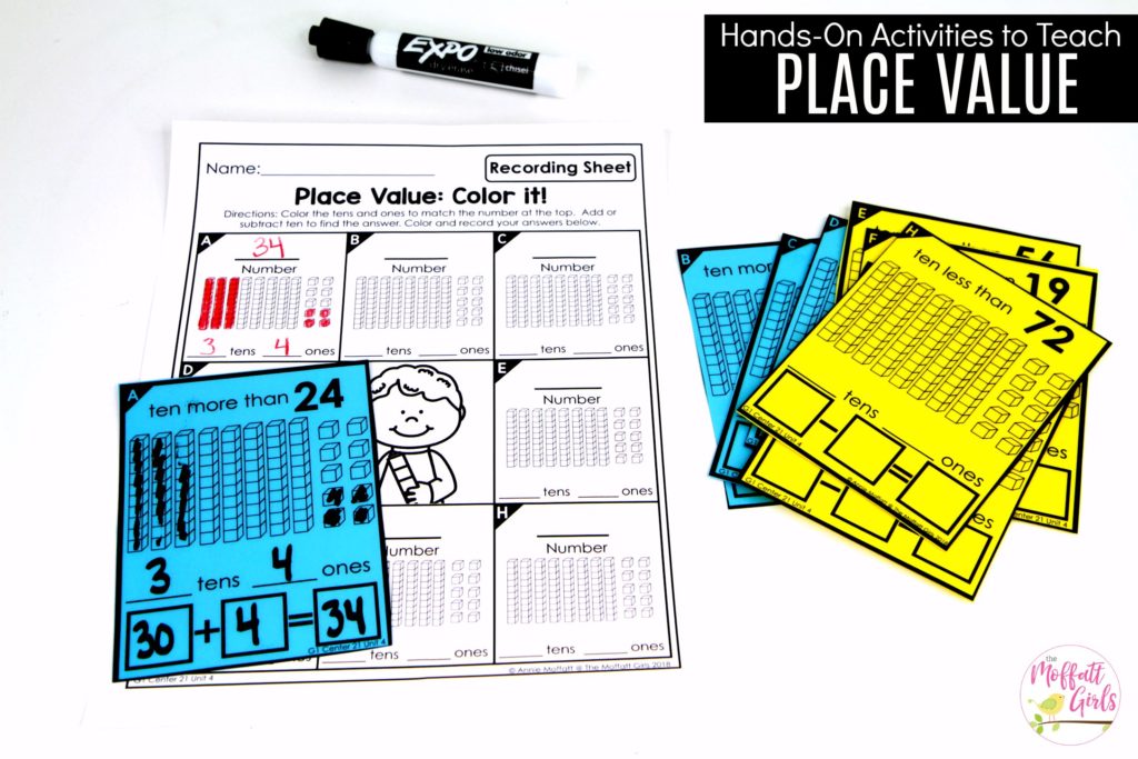Place Value: Color it with recording sheet Place Value Color It: This fun 1st Grade Math activity helps students understand place values and the meaning of a number in a hands-on way!