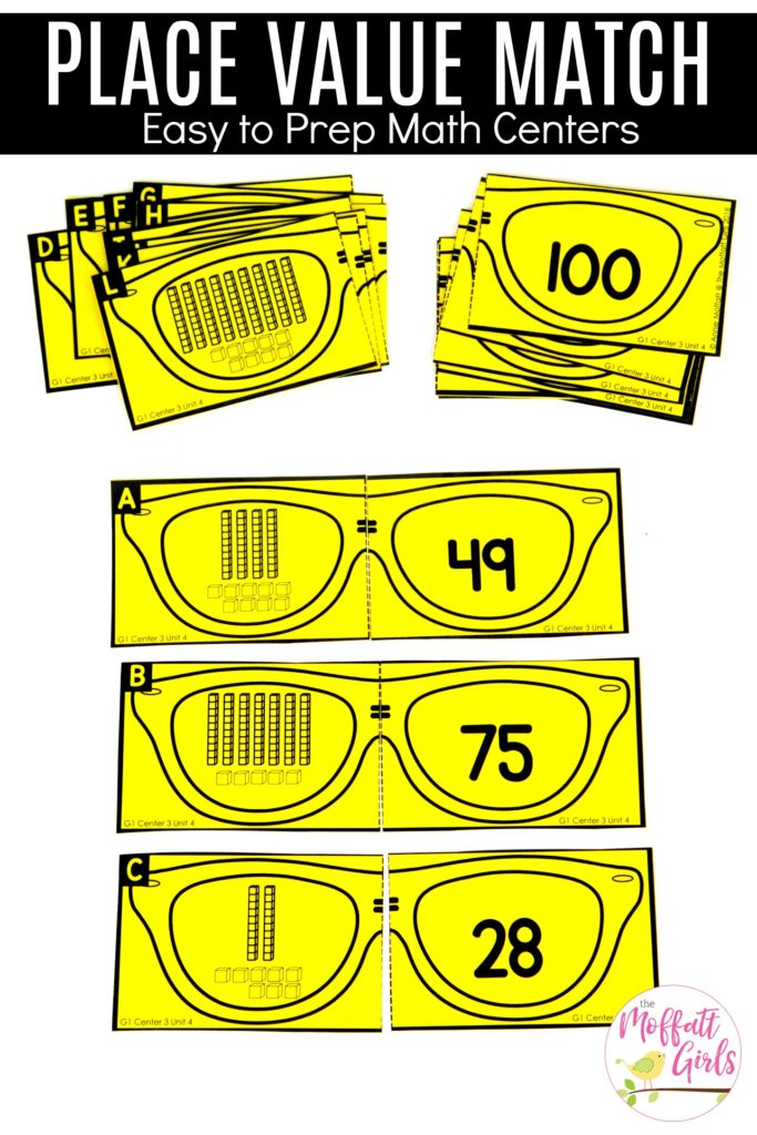 Place Value Match- Easy to prep math centers Place Value Match: This fun 1st Grade Math activity helps students understand place values and the meaning of a number in a hands-on way!