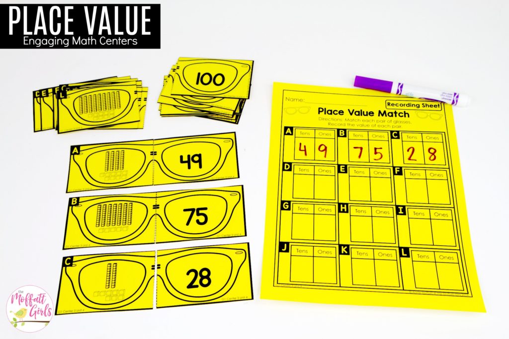 Place Value Match math center Place Value Match: This fun 1st Grade Math activity helps students understand place values and the meaning of a number in a hands-on way!