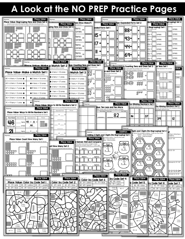 First Grade Place Value Worksheets These fun 1st Grade Math activities help students understand place values and the meaning of a number in a hands-on way!