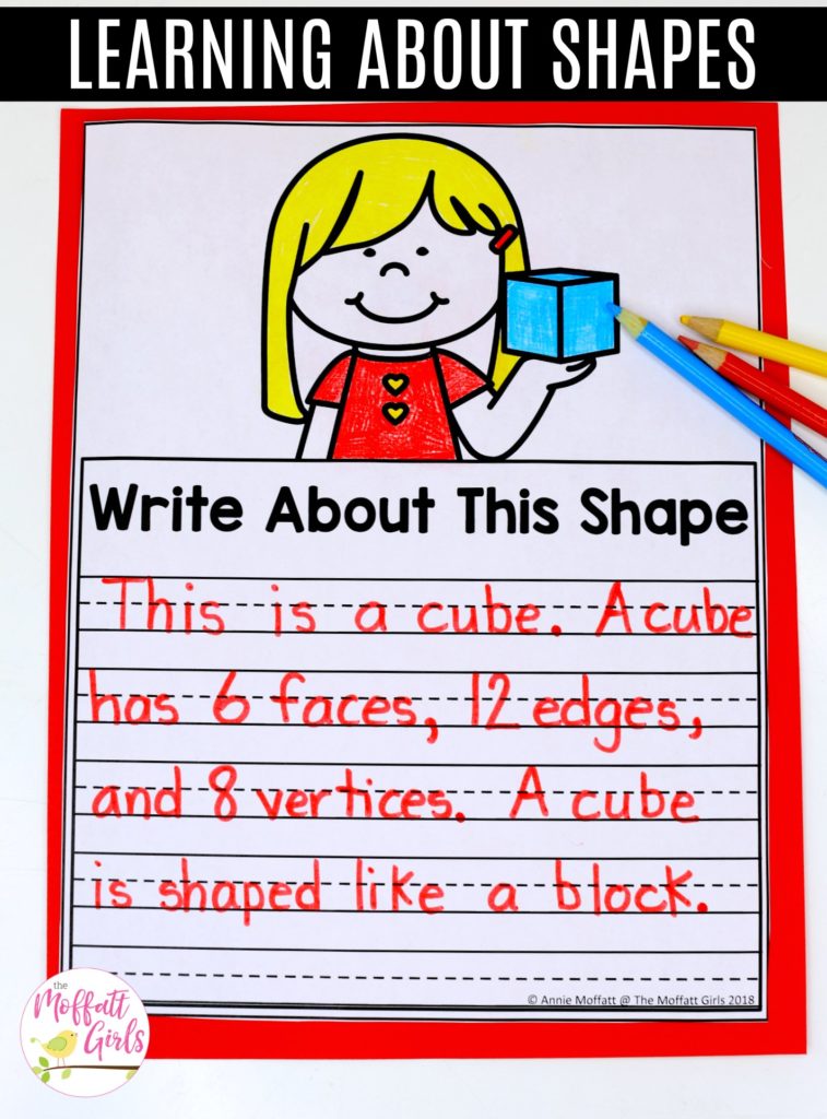 Write about the Shape worksheet These fun 1st Grade Math NO PREP pages help students understand basic geometry with the use of shapes and fractions in a hands-on way!