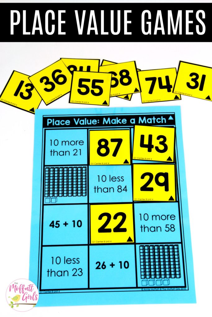 Place Value Games- Make a Match Make a Match: This fun 1st Grade Math activity helps students understand place values and the meaning of a number in a hands-on way!