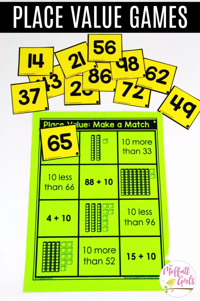 Place Value Games- Make a Match boards Make a Match: This fun 1st Grade Math activity helps students understand place values and the meaning of a number in a hands-on way!