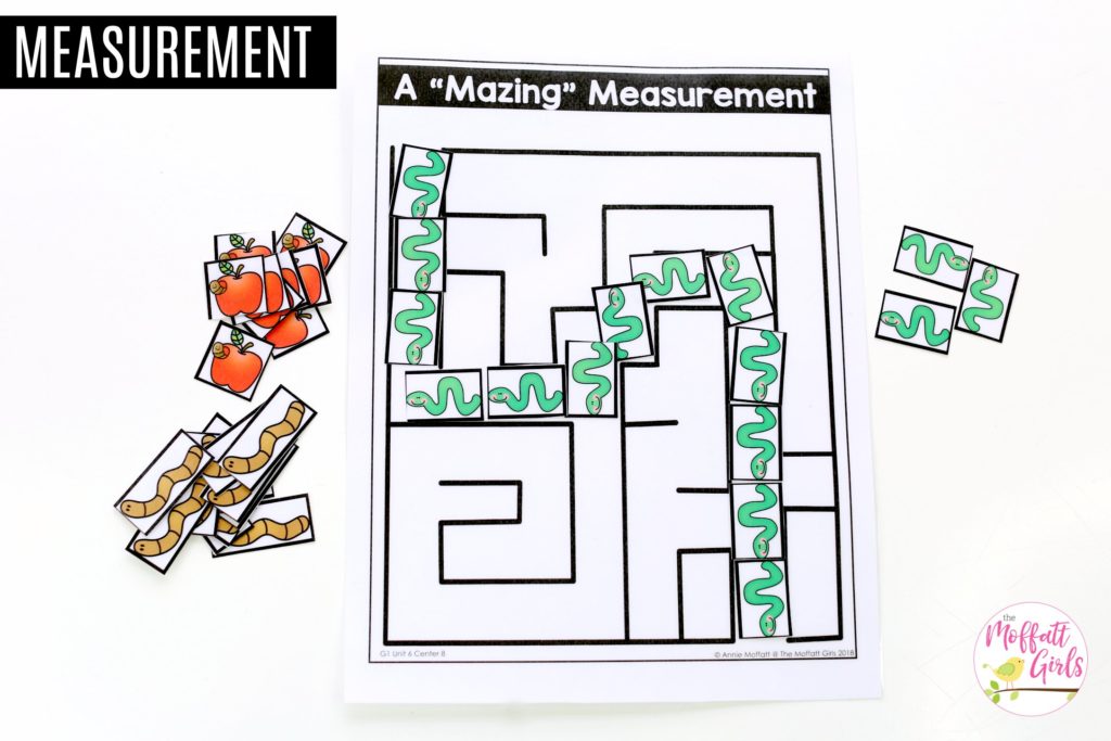 Non-standard measurement 1st grade math center A "Mazing" Measurement- TONS of fun, hands-on math centers and worksheets to teach first grade students how to measure!