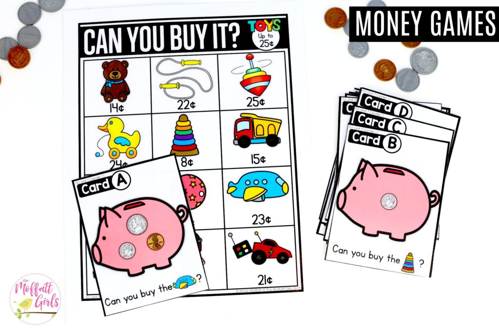 Toy Shopping: Can You Buy It? First grade math center Toy Shopping: Can You Buy It? Fun math center to teach first grade students how to add up coins and shop.