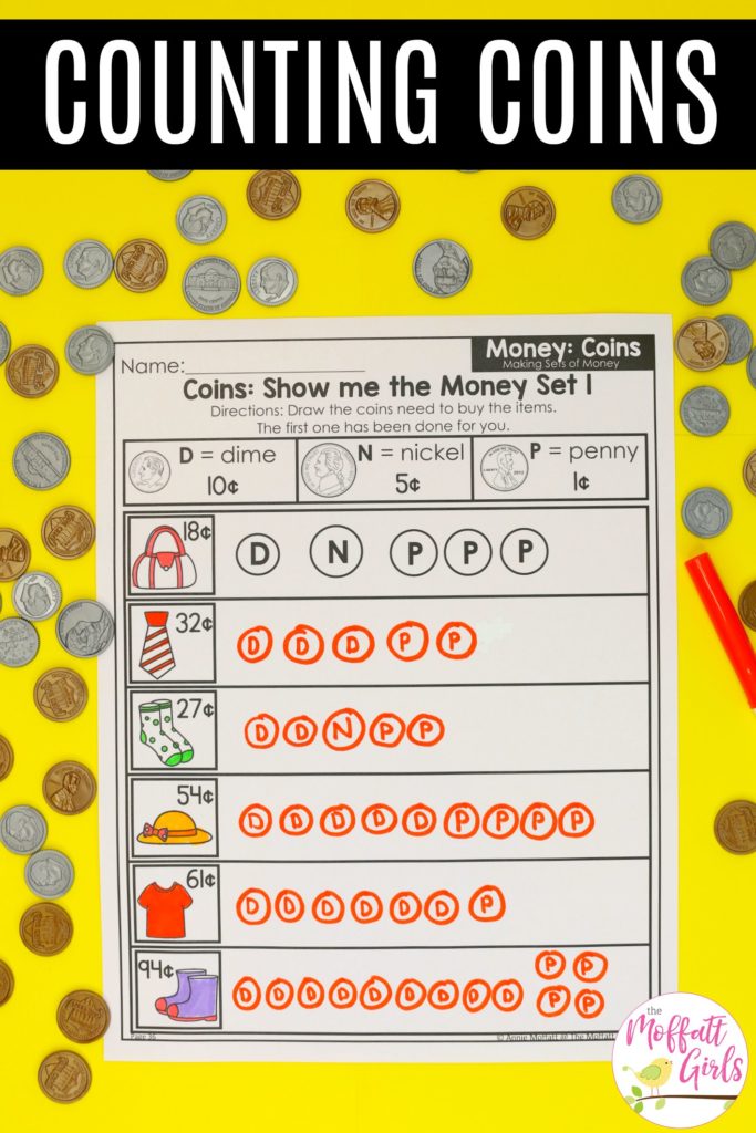 Coins: Show me the Money Counting Coins: Show me the Money- Fun math worksheets to teach coins in first grade!