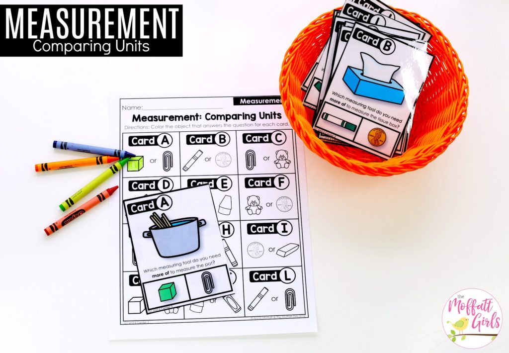 Measurement: Comparing Units- math center for 1st grade Measurement: Comparing Units- TONS of fun, hands-on activities to teach first grade students how to measure!