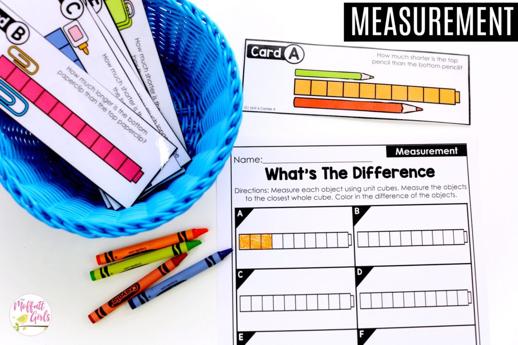Comparing Lengths math center for first grade What's the Difference? Comparing Lengths- TONS of fun, hands-on activities to teach first grade students how to measure!